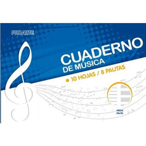 Cuaderno Musica 1/2 Pauta Proarte  10 Hojas