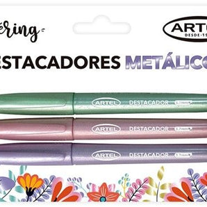 Destacador Glitter/Metalico X3 Artel