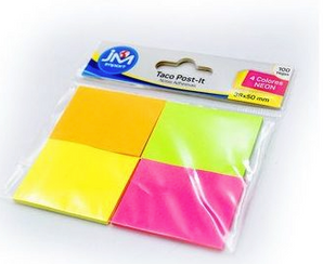 Taco Post it Neon 38x50 mm 4 colores 100 hojas