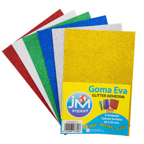 Goma Eva Glitter X 6 Autoadhesiva20X30 Jm(2