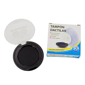 Tampon Dactilar Circular Negro Con Tapa