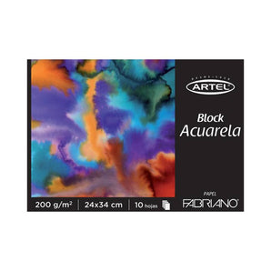 Block Fabriano Acuarela 10 Hojas 200G24X34 Cm Artel