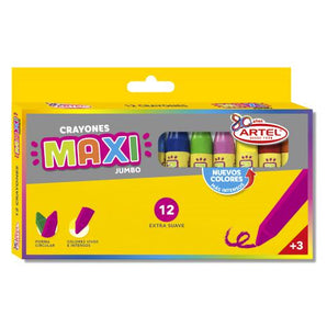 Caja Lapices Cera Maxi Artel 12u Colores