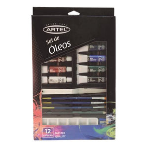 Set Oleo 12 Colores + 3 Pincel Grafito Artel